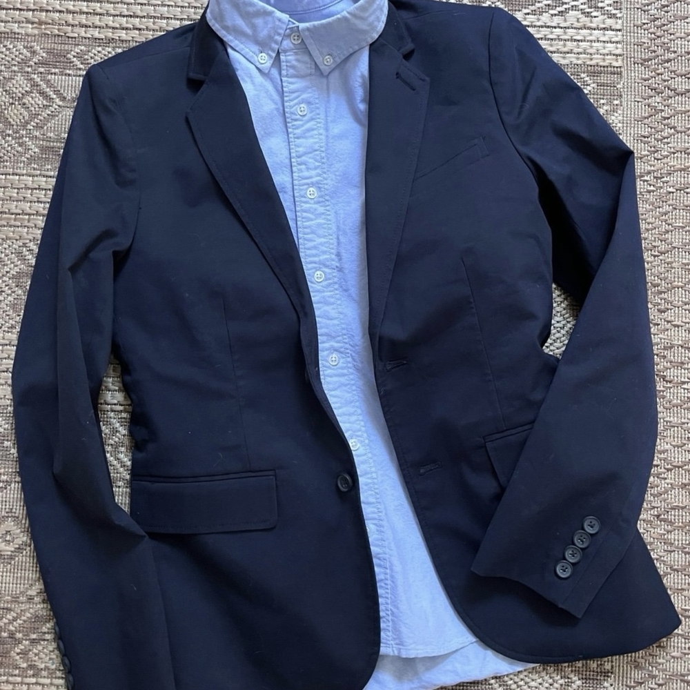 Black Blazer with Light Blue Shirt